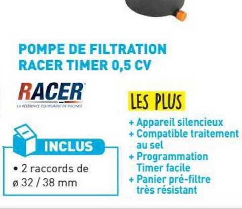 pompe de filtration racer timer 0,5 cv