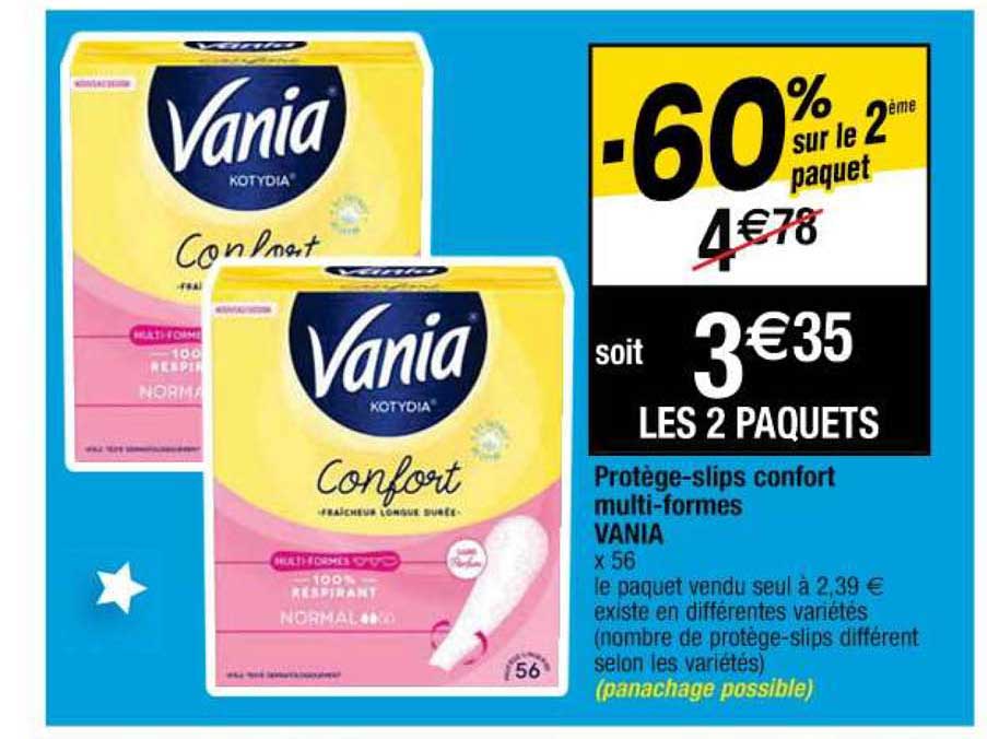 protège-slips confort multi-formes vania