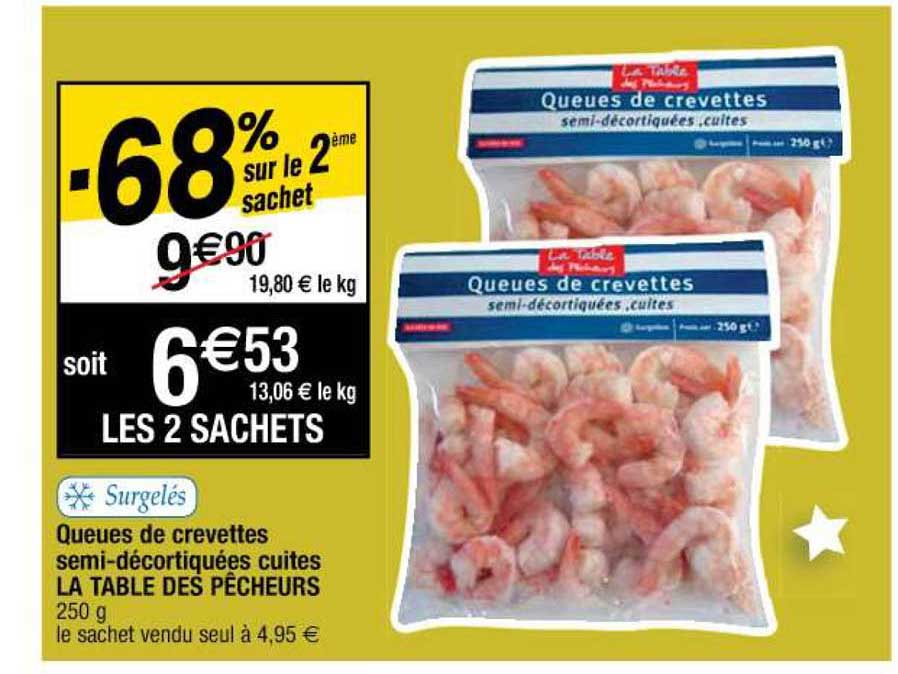 queues de crevettes semi-décortiquées cuites la table des pêcheurs