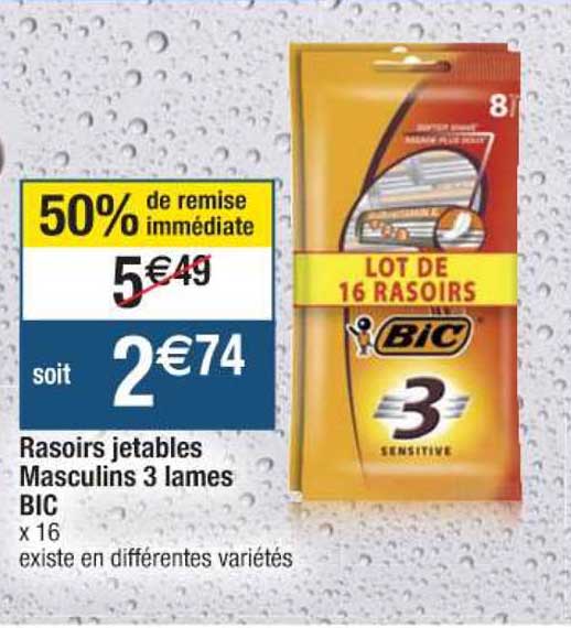 rasoirs jetables masculins 3 lames bic