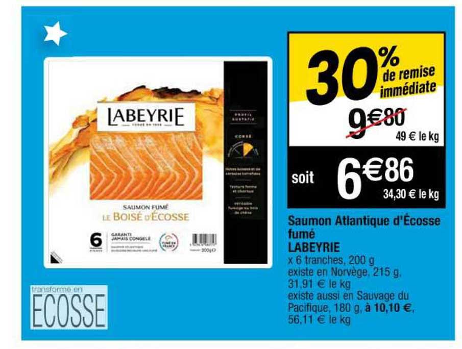 saumon atlantique d'écosse fumé labeyrie