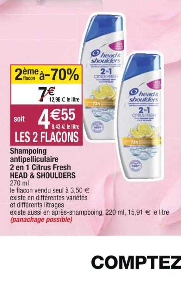 shampoing antipelliculaire 2 en 1 citrus fresh head & shoulders