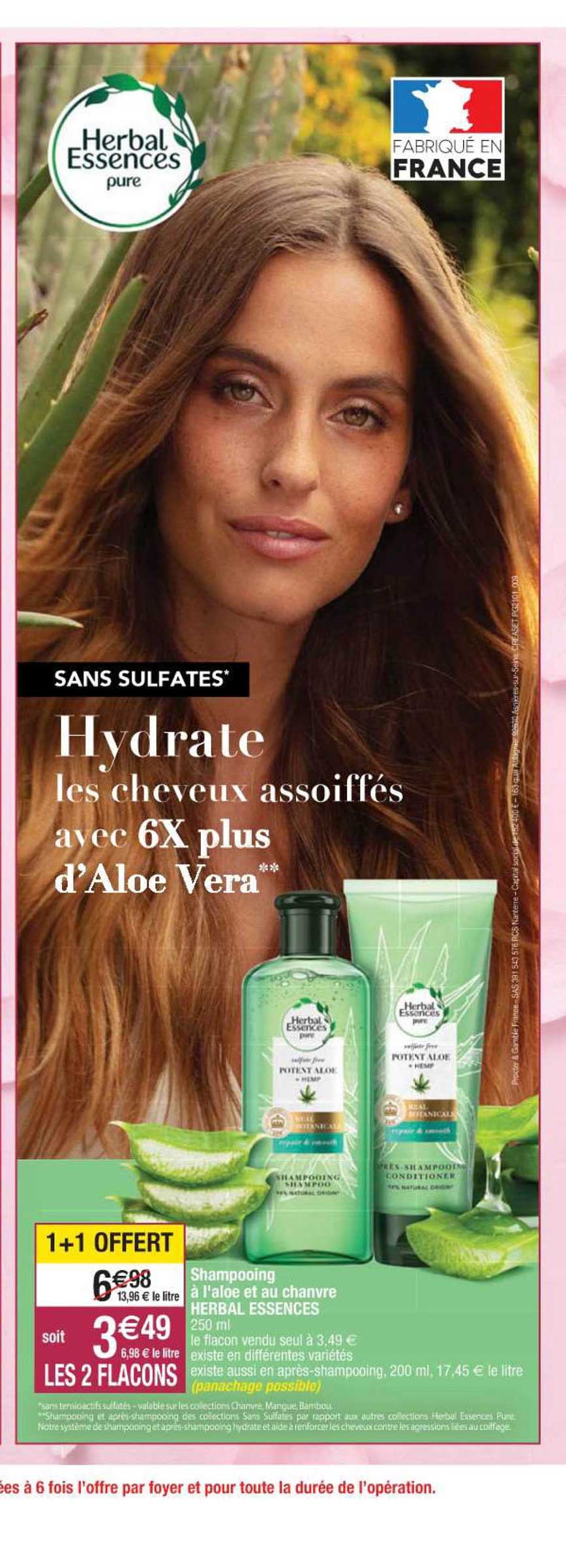 shampooing à l'aloé et au chanvre herbal essences