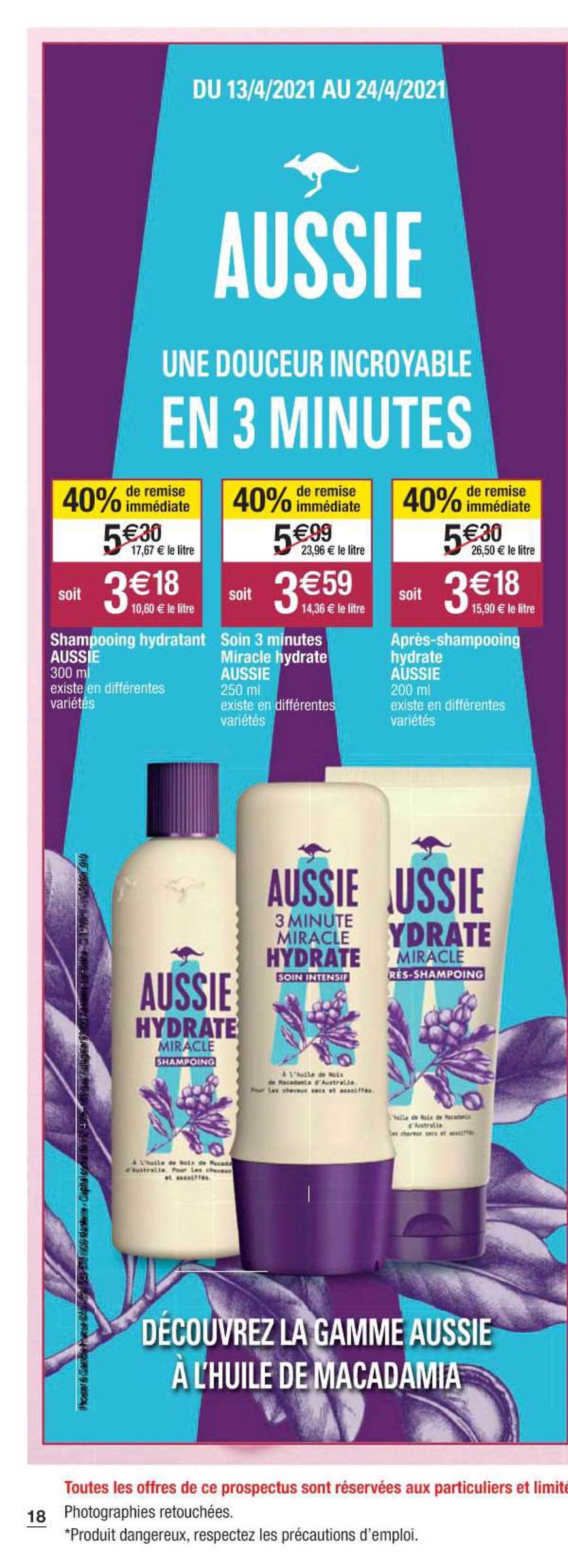 shampooing hydratant aussie, soin 3 minutes miracle hydrate aussie, après-shampooing hydrate aussie