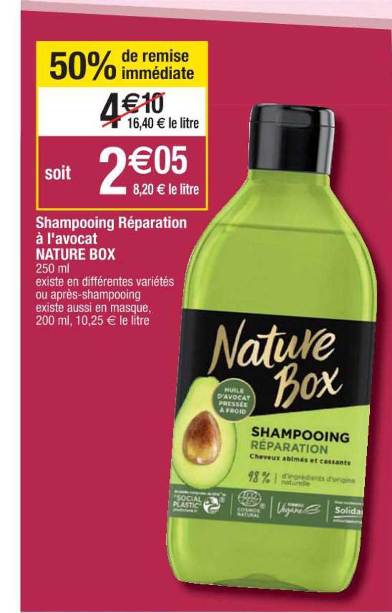 shampooing réparation à l'avocat nature box