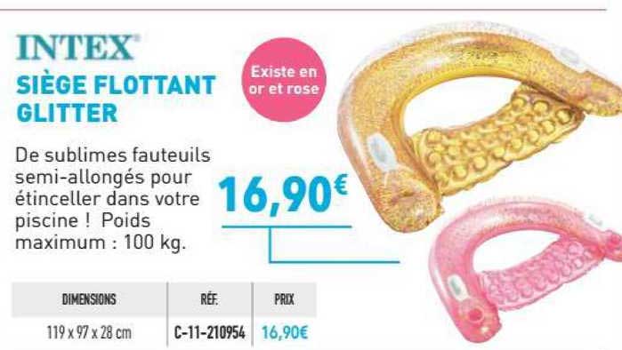 siège flottant glitter intex