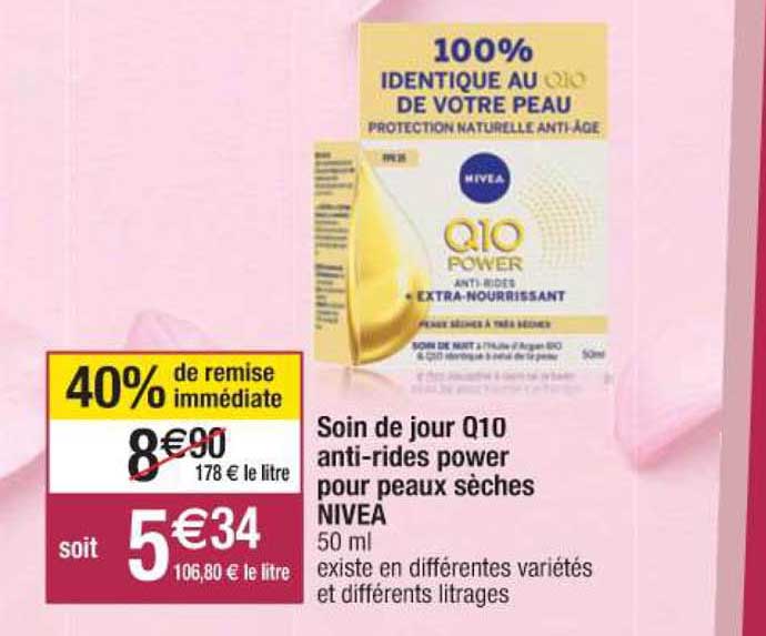 soin de jour q10 anti-rides power pour peaux sèches nivea