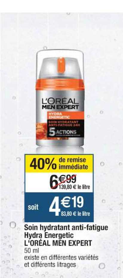 soin hydratant anti-fatigue hydra energetic l'oréal men expert