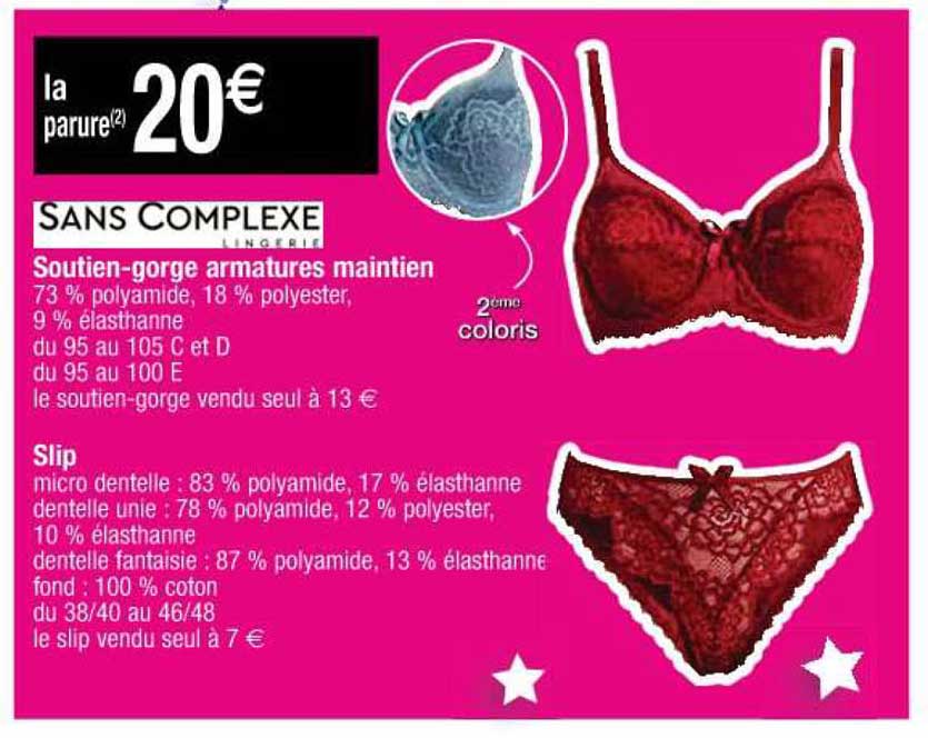 soutien-gorge armatures maintien sans complexe lingerie, slip