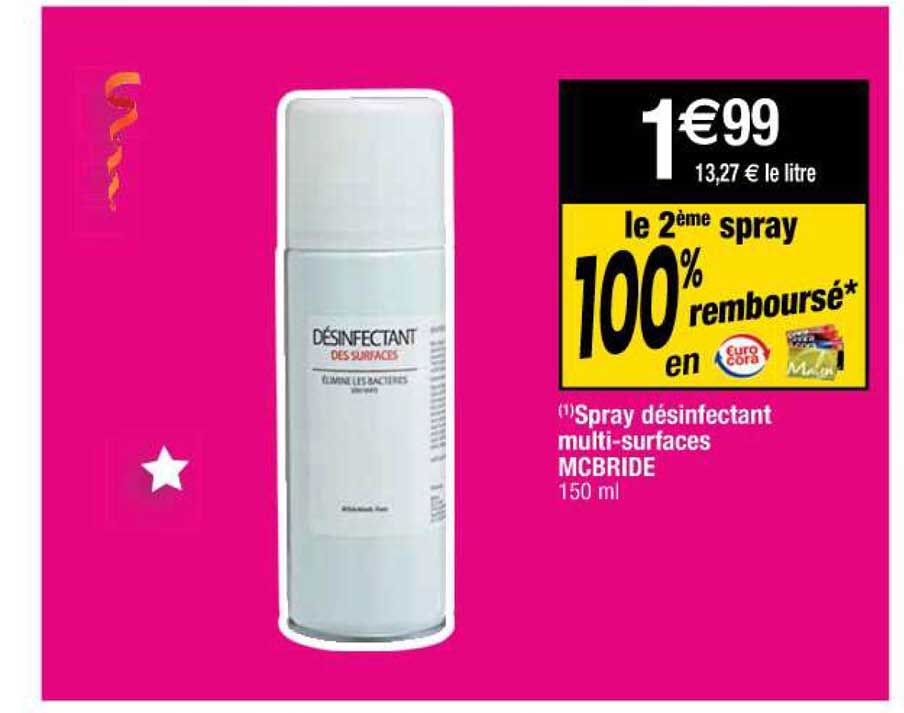 spray désinfectant multi-surfaces mcbride
