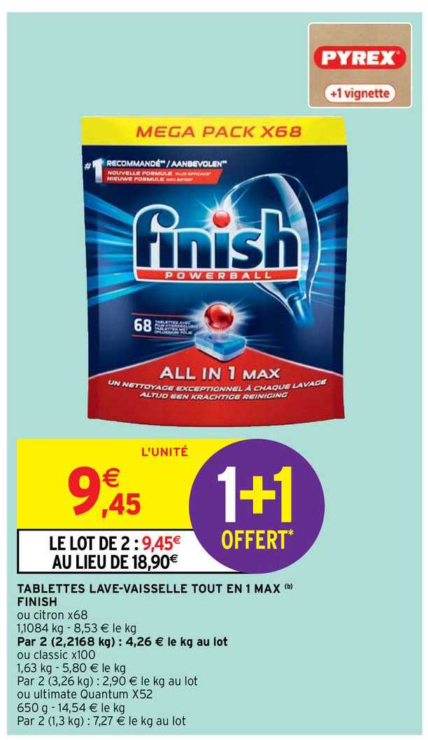 tablettes lave-vaisselle tout en 1 max finish