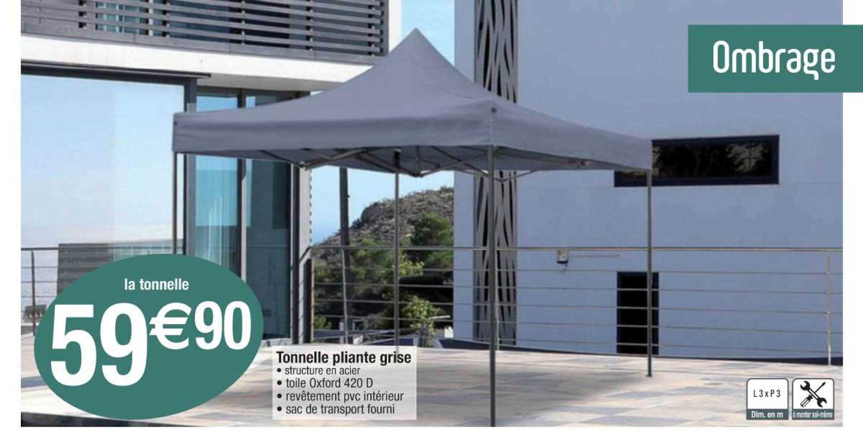 Tonnelle Pliante Grise