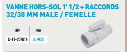 vanne hors-sol 1' 1-2 + raccords 32-38 mm male - femelle