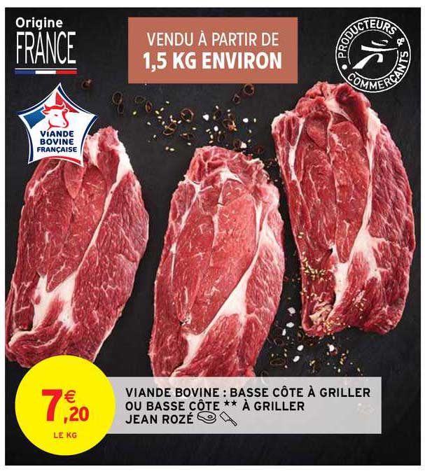 viande bovine : basse côte à griller jean rozé