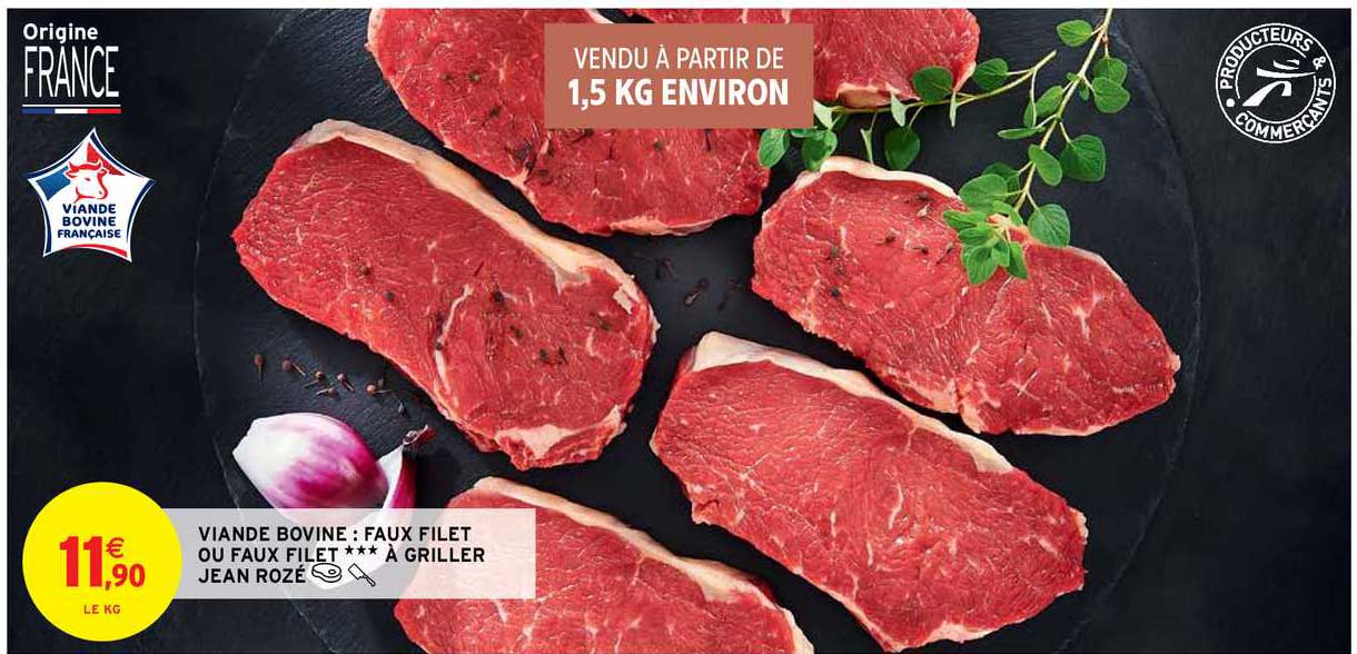 viande bovine : faux filet ou faux filet à griller jean rozé
