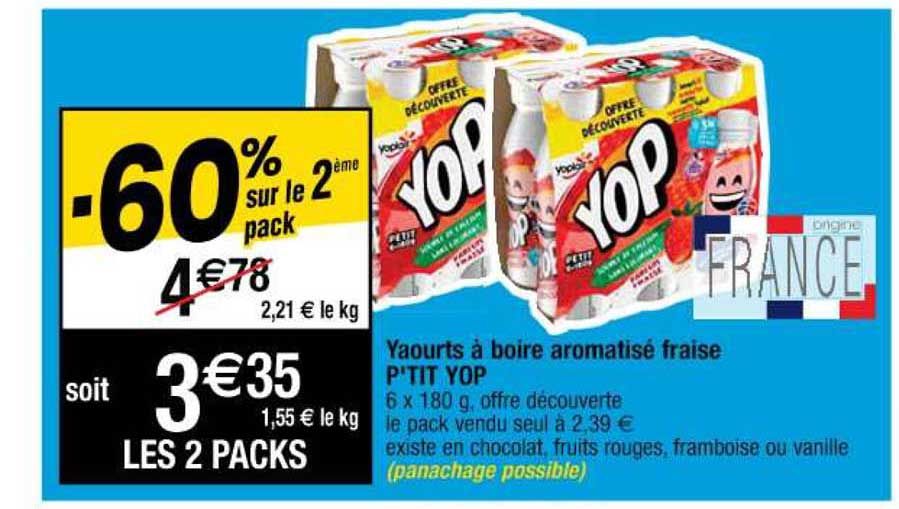 Yaourts à Boire Aromatisé Fraise P'tit Yop