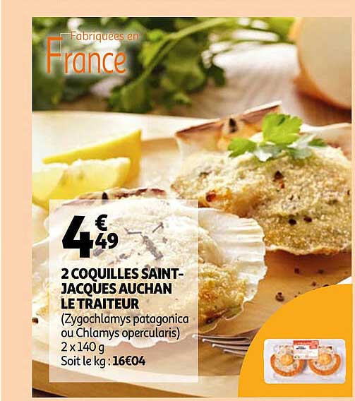 2 coquilles saint-jacques auchan le traiteur