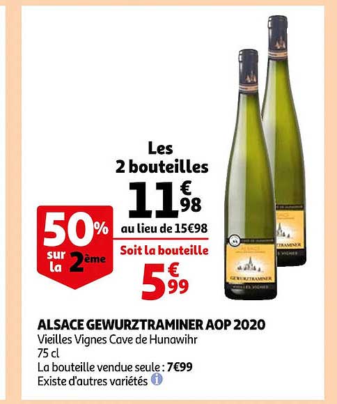 alsace gewurztraminer aop 2020 vieilles vignes cave de hunawihr