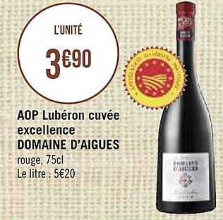 Aop Lubéron Cuvée Excellence Domaine D'aigues
