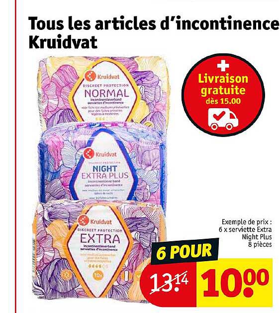 articles d'incontinence kruidvat