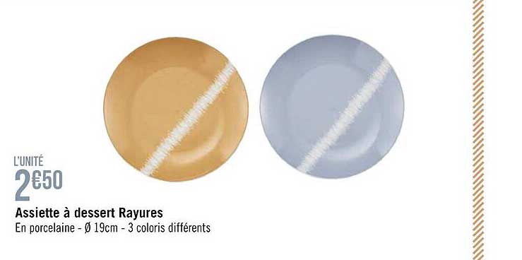 assiette à dessert rayures
