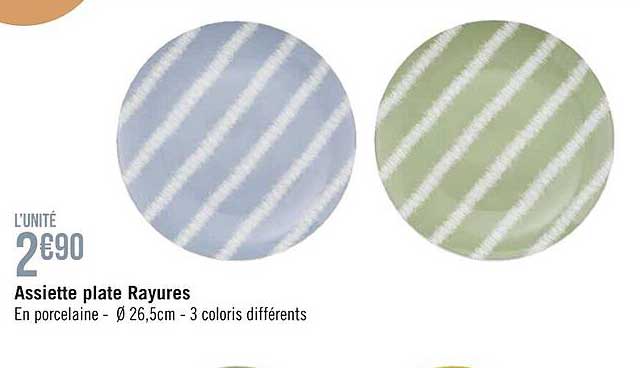 assiette plate rayures