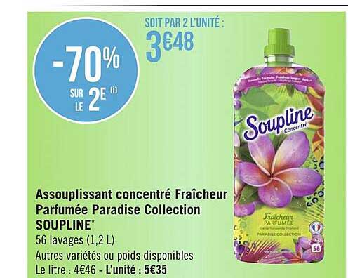 assouplissant concentré fraîcheur parfumée paradise collection soupline