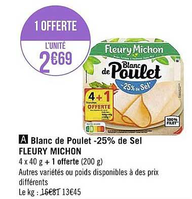 blanc de poulet -25% de sel fleury michon