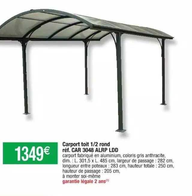 Carport Toit 1-2 Rond Car 3048 Alrp Ldd
