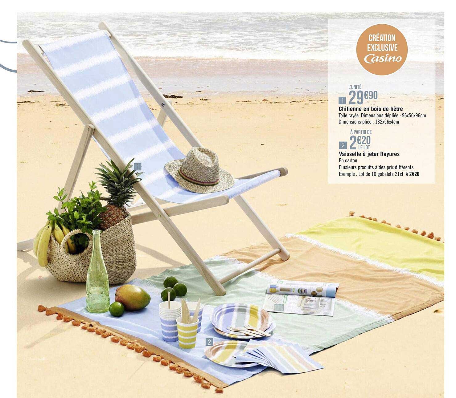 chilienne en bois de hêtre , vaisselle en jeter rayures