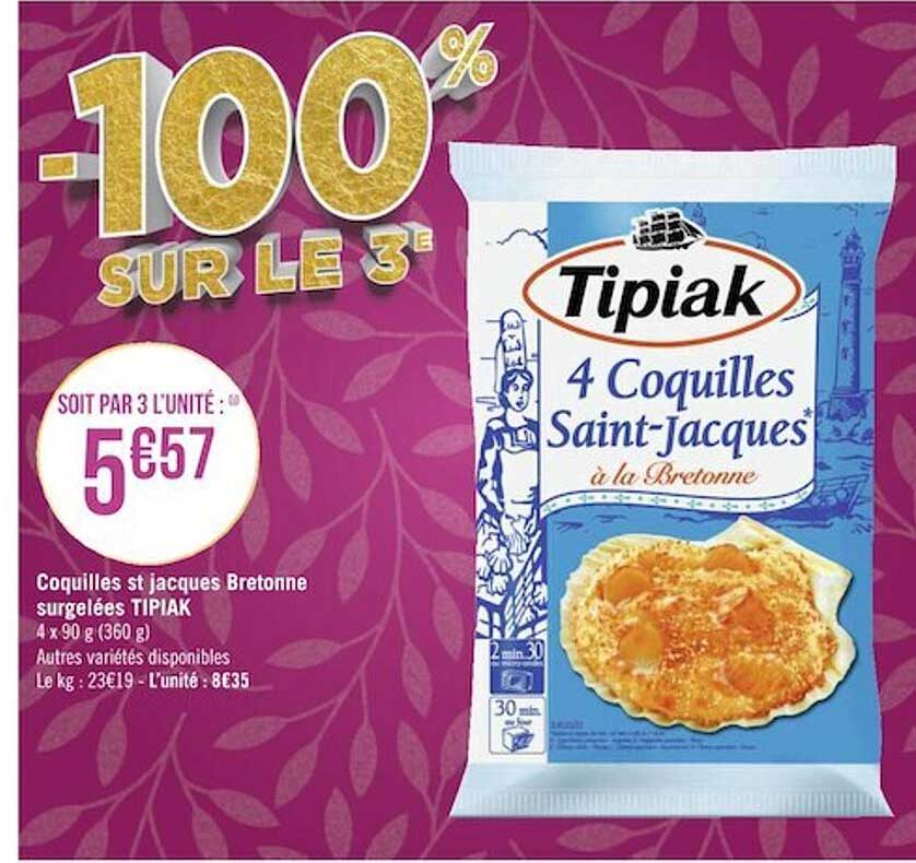 coquilles st jacques bretonne surgelées tipiak