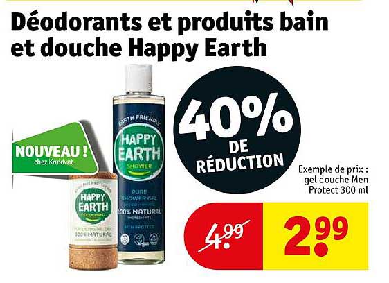 déodorants et produits bain et douche happy earth