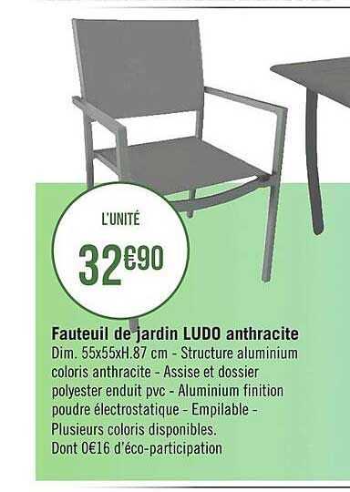 fauteuil de jardin ludo anthracite