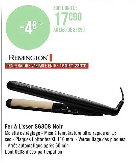 fer à lisser s6308 noir remington