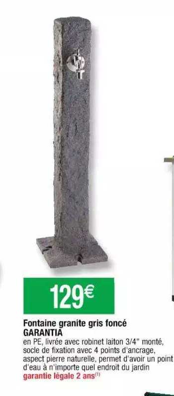 fontaine granite gris foncé garantia