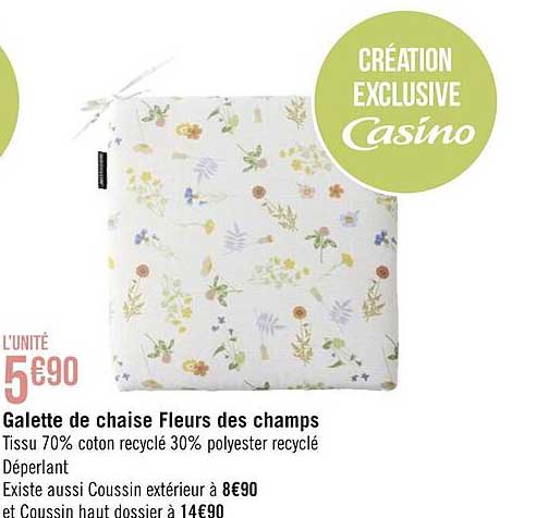 galette de chaise fleurs des champs