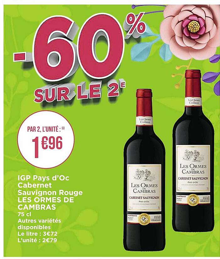 igp pays d'oc cabernet sauvignon rouge les ormes de cambras