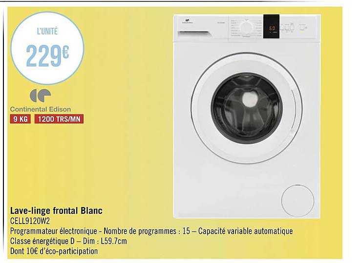 lave-linge frontal blanc continental edison