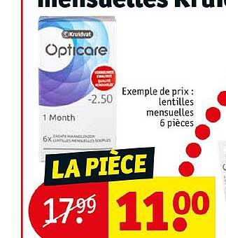 lentilles mensuelles 6 pièces