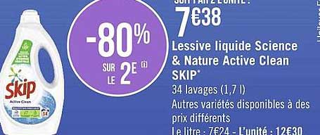 lessive liquide science & nature action clean skip