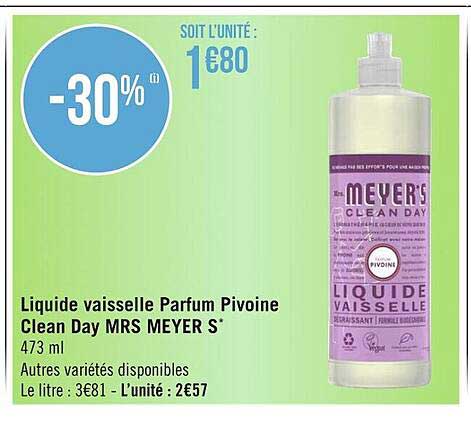 liquide vaisselle parfum pivoine clean day mrs meyer's