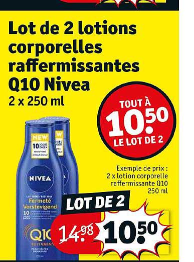 lot de 2 lotions corporelles raffermissantes q10 nivea