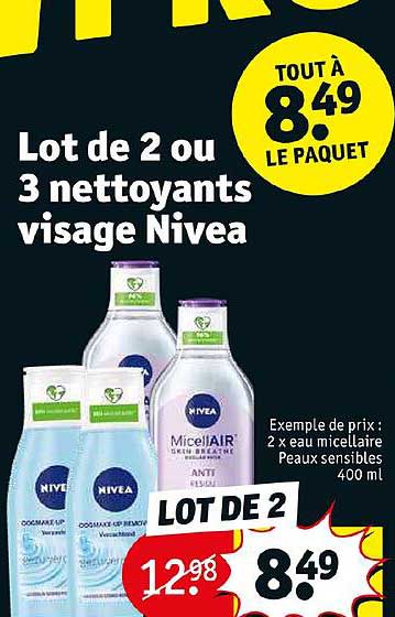 lot de 2 ou 3 nettoyants visage nivea