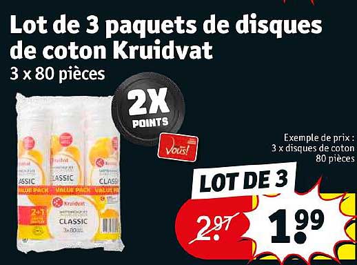 lot de 3 paquets de disques de coton kruidvat