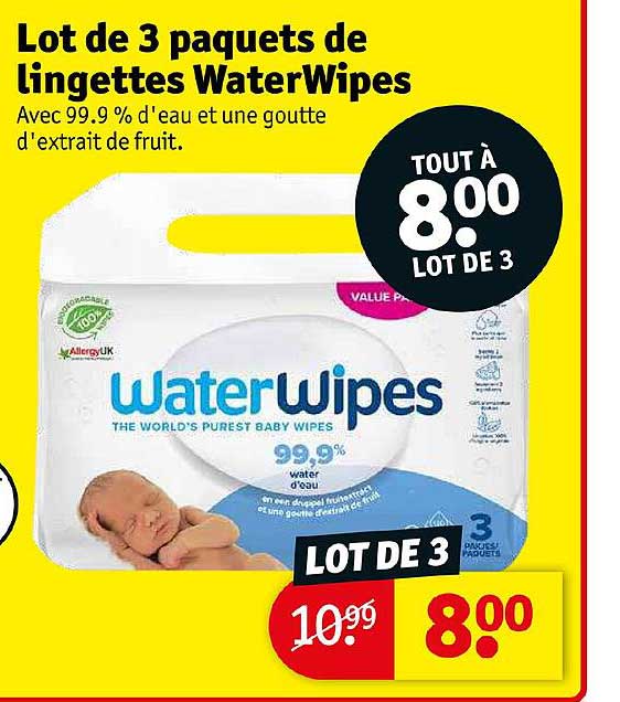 lot de 3 paquets de lingettes waterWipes