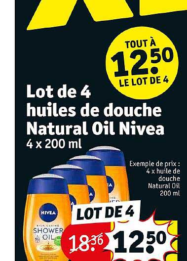 lot de 4 huiles de douche natural oil nivea