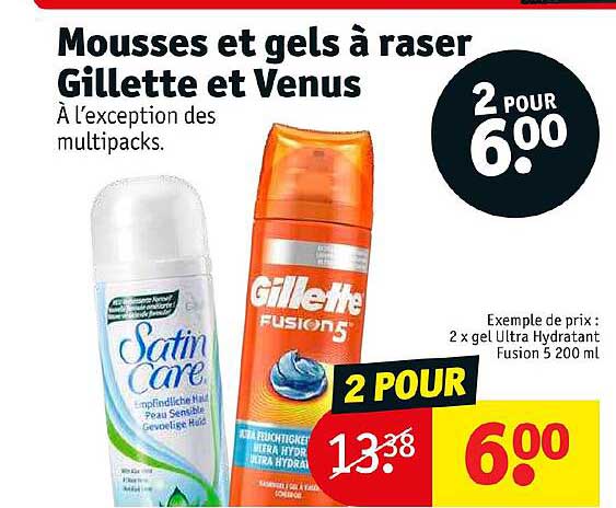 mousses et gels à raser gillette et venus