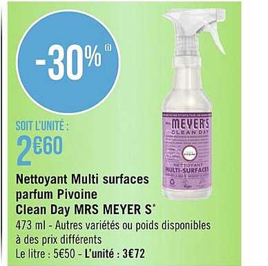 nettoyant multi surfaces parfum pivoine clean day mrs meyer's