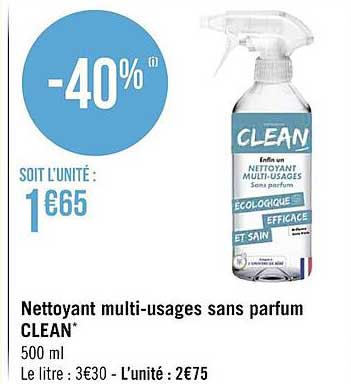 nettoyant multi-usages sans parfum clean