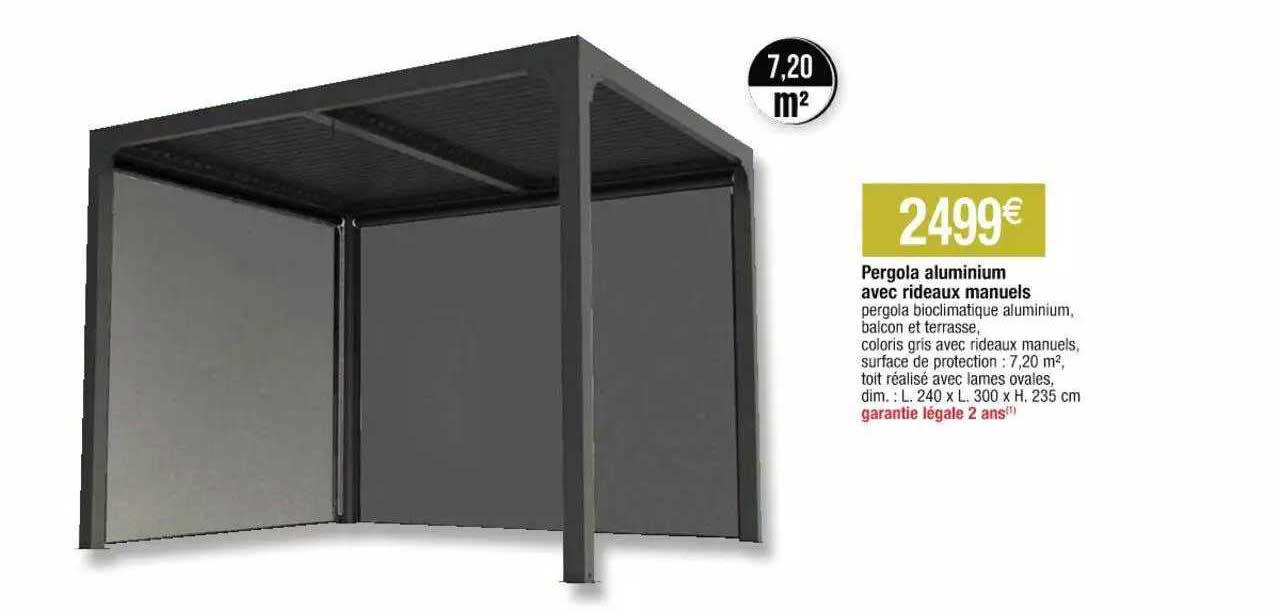 pergola aluminium avec rideaux manuels
